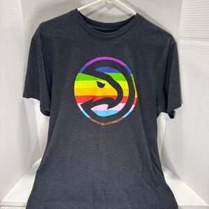 NBA Atlanta Hawks Dark Gray Pride T-Shirt with Rainbow Graphic